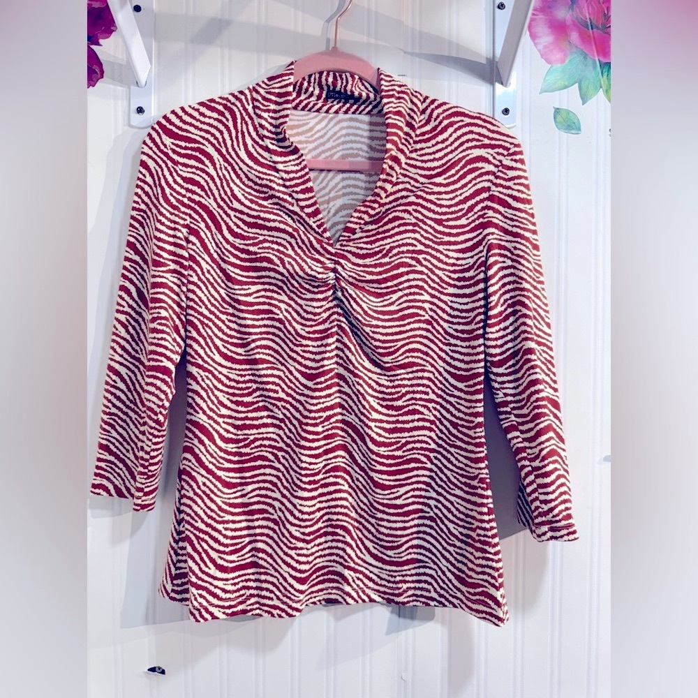 J. McLaughlin Fitted Ruched Zebra Print Women's Top Sz S‎